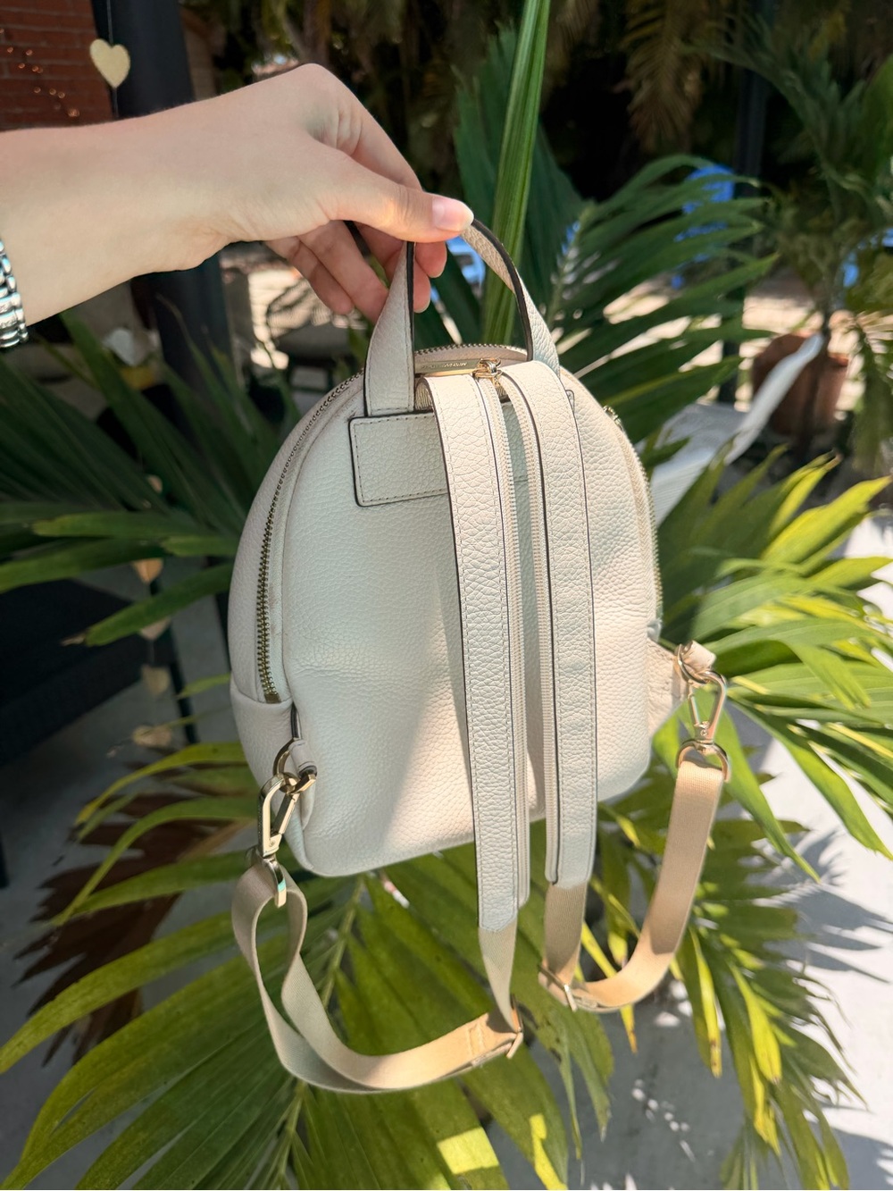 Michael Kors Ivory Pebbled Leather Mini Backpack with Gold Hardware - Picture 5 of 11